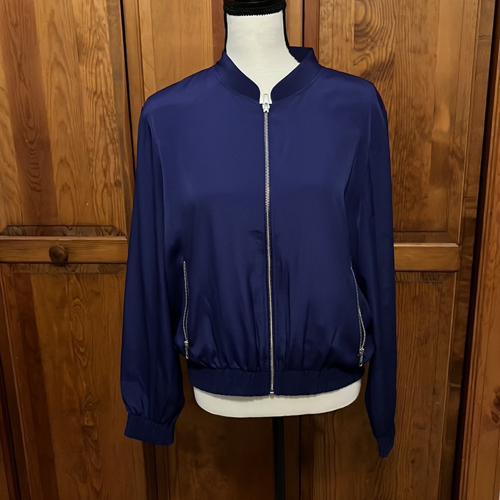 Purple polyester bomber jacket